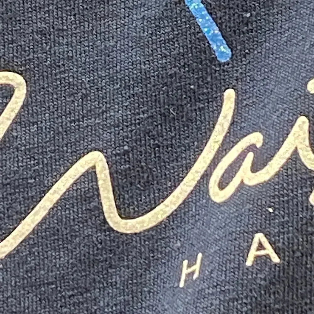 Waikiki Hawaii Souvenir Palm Tree Glitter Graphic TShirt  Dark Navy Blue 2XL NWT - Picture 4 of 9